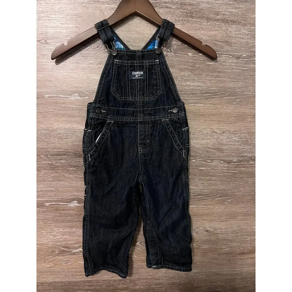 OshKosh Overalls jeans boy size 24 months toddler 2T fleece lined